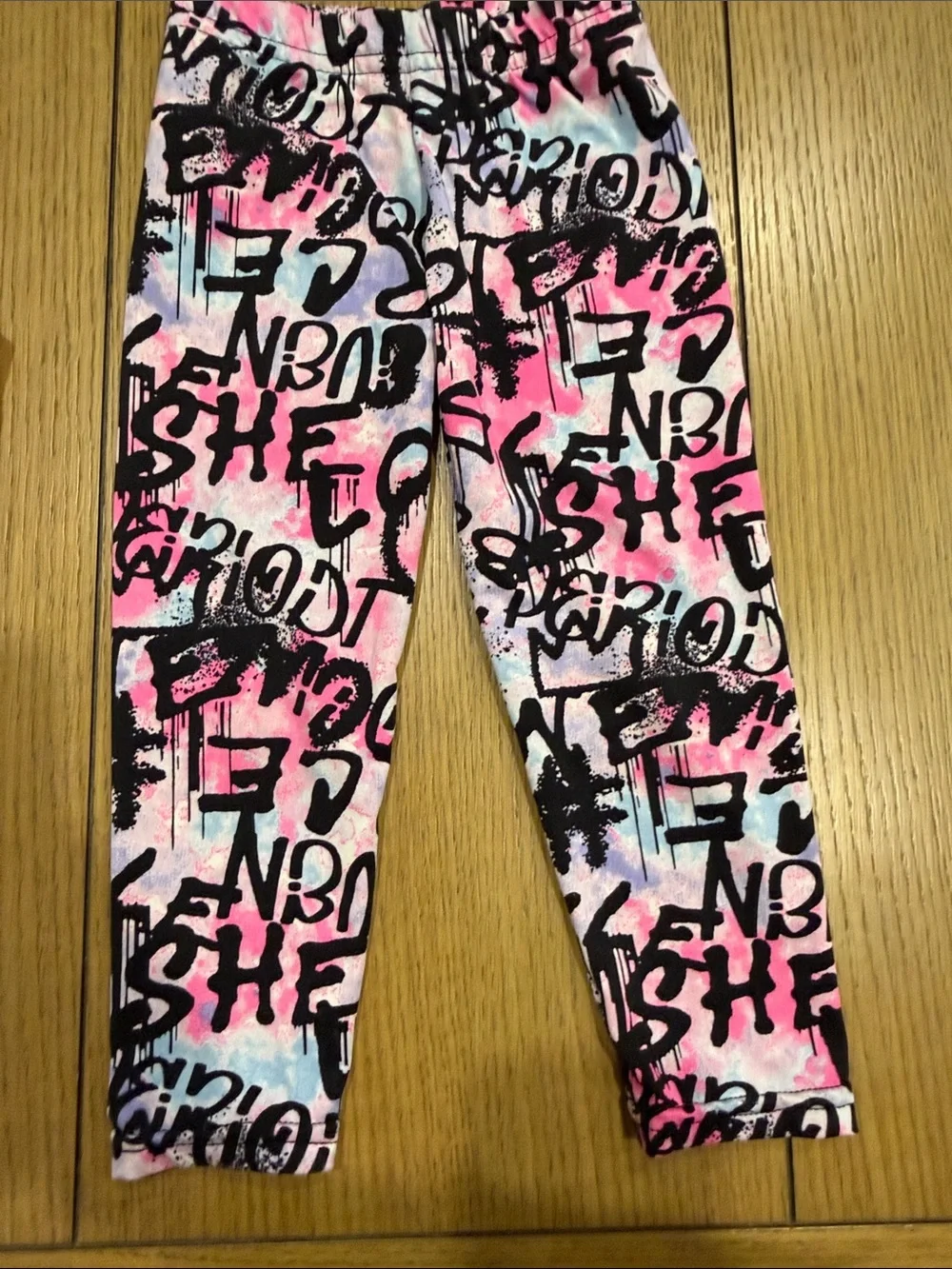 Kids' Pink & Blue Graffiti Print Leggings